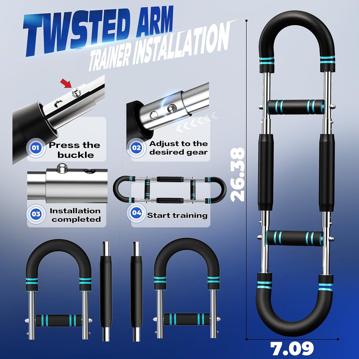 Twister Arm Trainer, Adjustable Chest Workout Equipment for Men & Women, Home Gym Strength Trainer, Muscle Builder & Strength Training for Arms, Chest