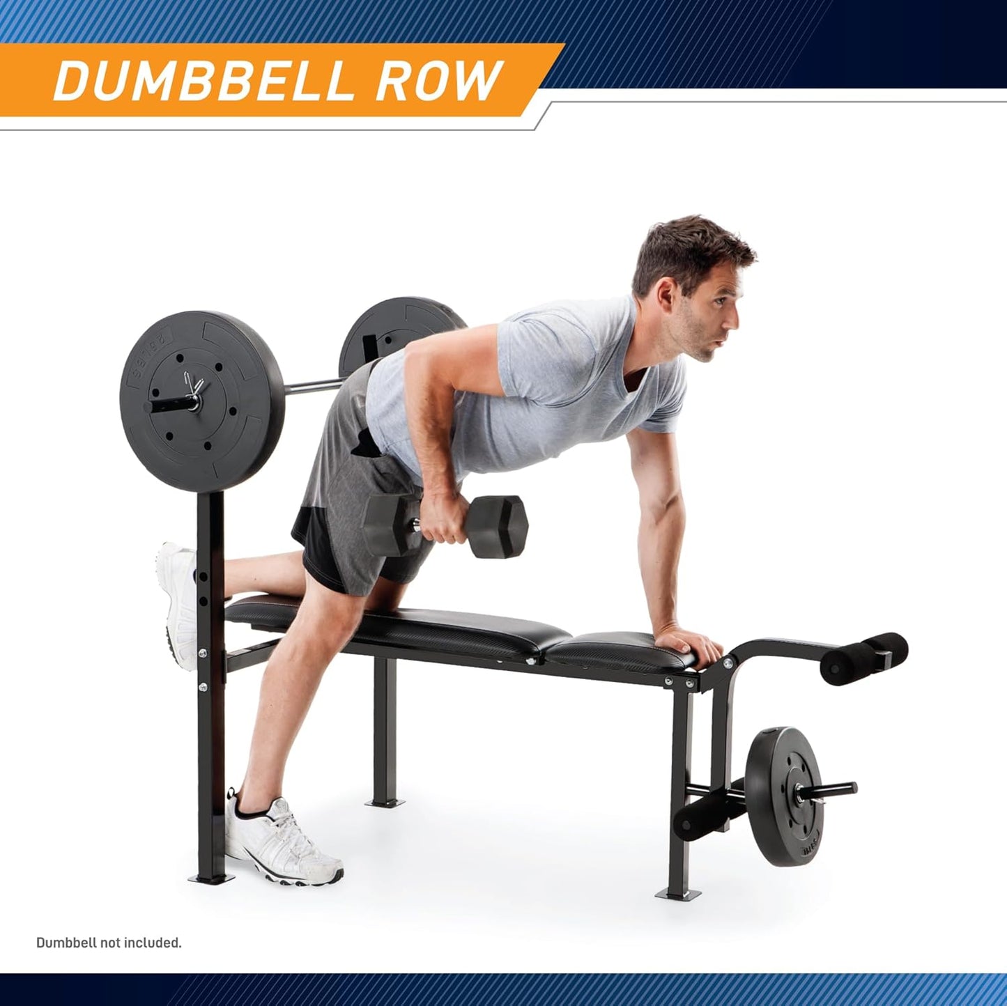 Standard Bench with 80Lbs to 100 Lbs Vinyl-Coated Weight Set for Strength Training Lifting for Home Gym