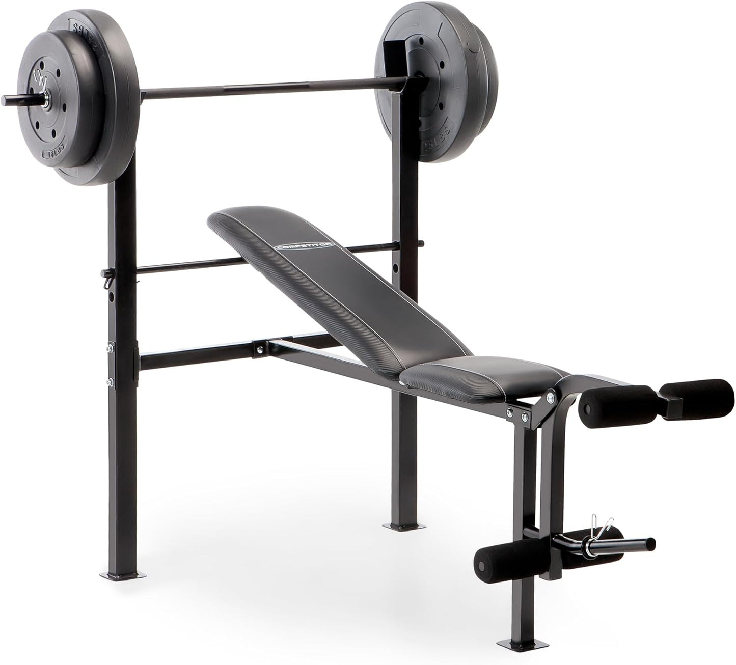 Standard Bench with 80Lbs to 100 Lbs Vinyl-Coated Weight Set for Strength Training Lifting for Home Gym