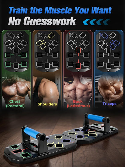 Push up Board 20-In-1 Workout Equipment, Pushup Board with Handles, Puzzle-Style Snap Design with Square Slots, Home Gym Fitness Equipment for Chest, Shoulders, Back & Triceps, Men and Women