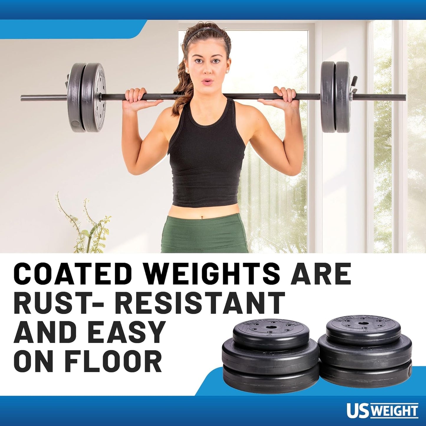 Barbell Set for Home Gym Workout - Made in USA, Essential Home Gym Equipment for Strength Training