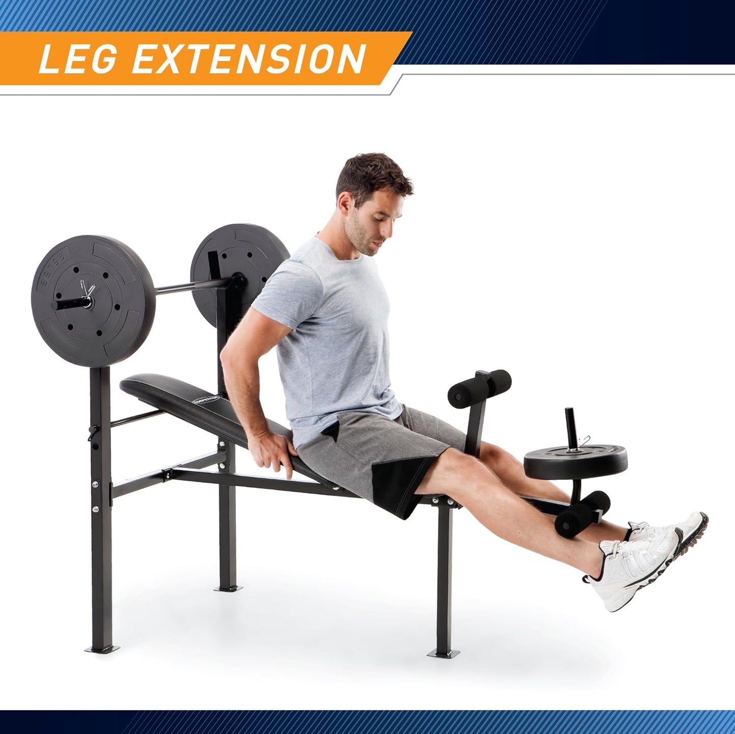 Standard Bench with 80Lbs to 100 Lbs Vinyl-Coated Weight Set for Strength Training Lifting for Home Gym